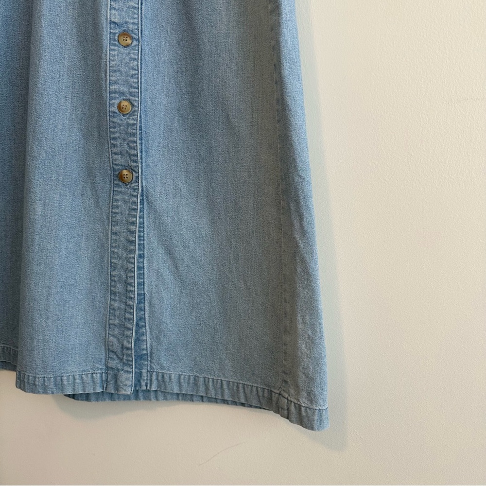 Light Blue Denim Button-Front Women's Skirt - Picture 3 of 10
